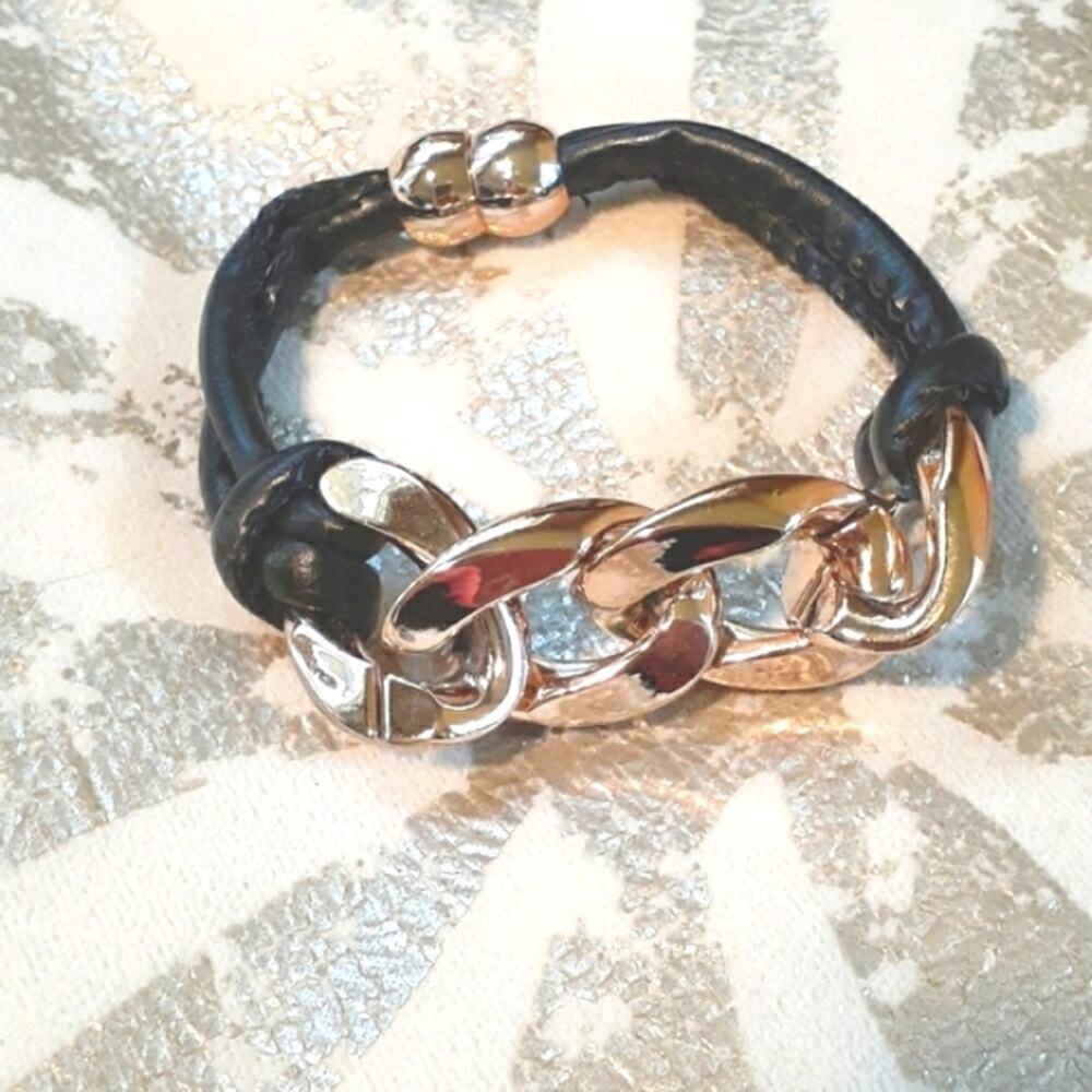 Thick‎ Chain Look Bracelet BLACK Lightweight with Magnetic Close UNISEX BRACELET